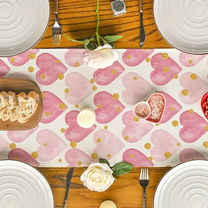 Golden Love Linen Table Runner
