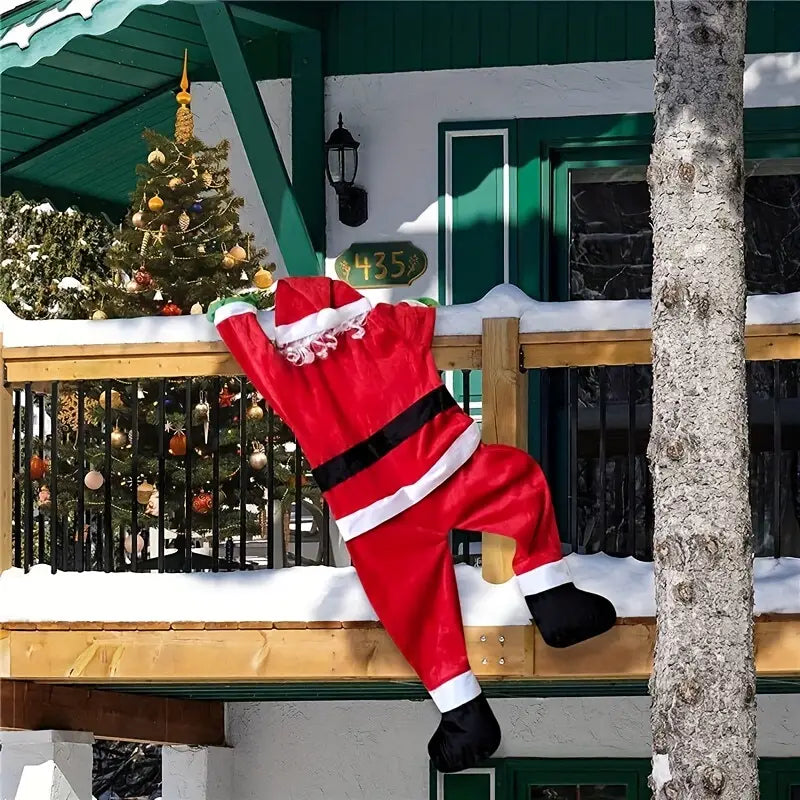 The Jolly Ascent: Santa Claus Climbing Christmas Cheer