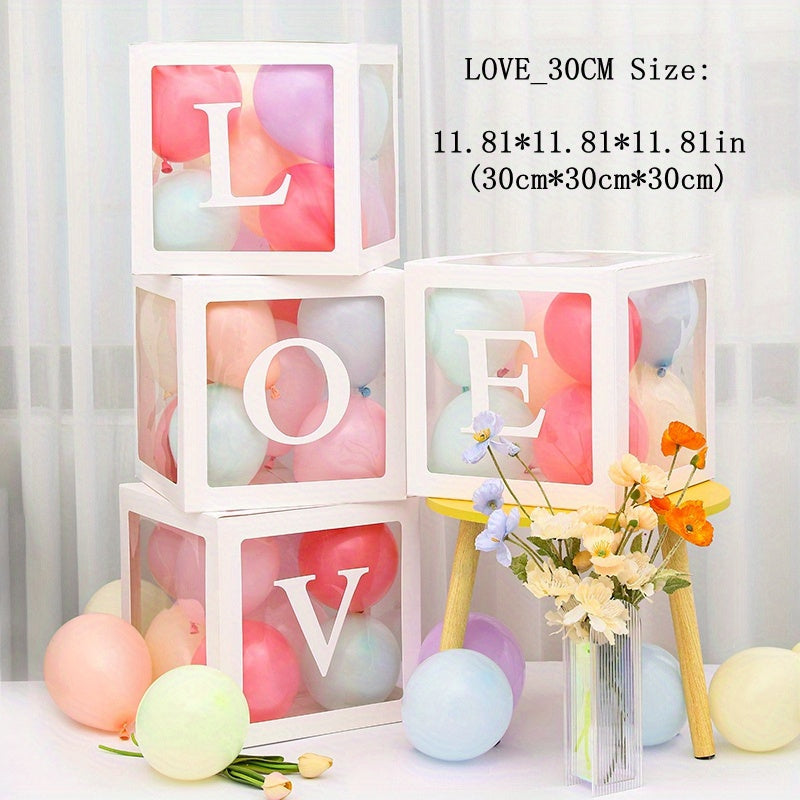 Transparent Balloon Box Set With White Love Letters