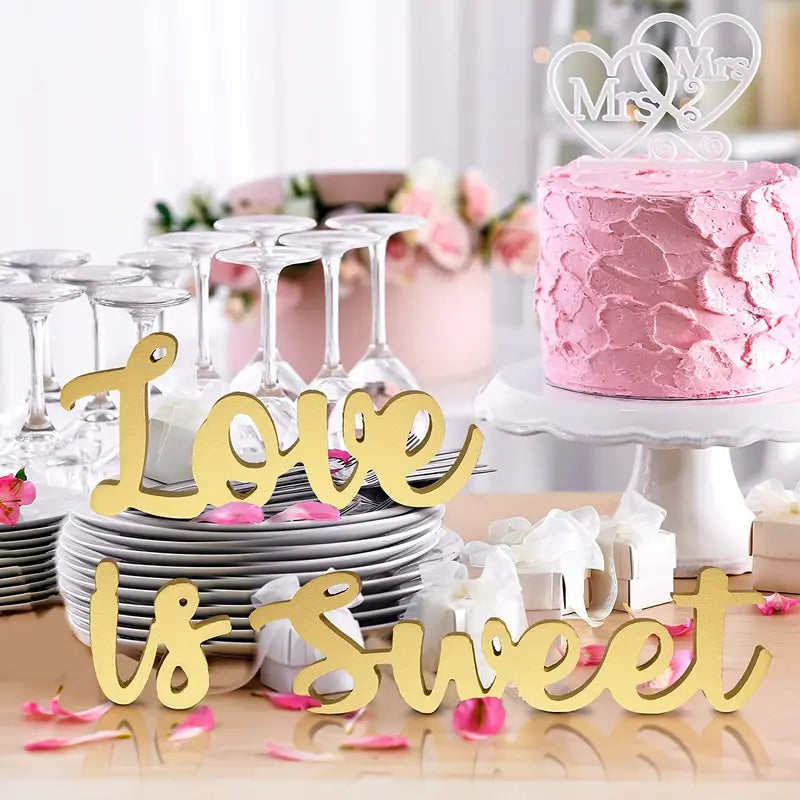 Love is Sweet Table Decor - Freestanding Wooden Love Sign