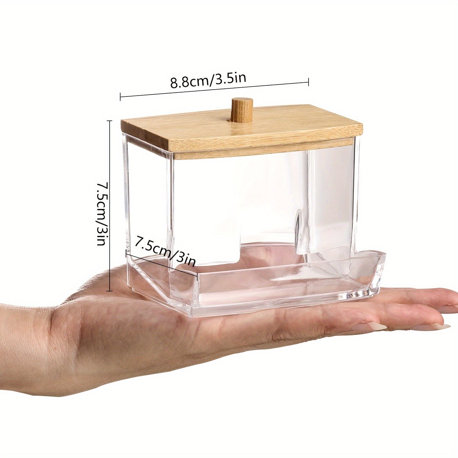Clear Acrylic Swab Holder With Wooden Lid
