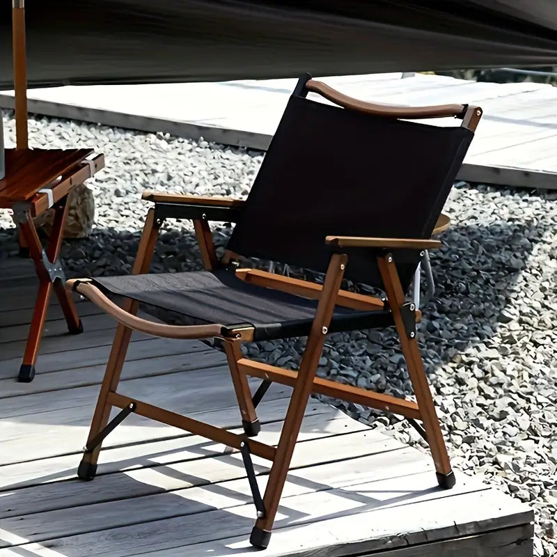 Foldable Wooden Camping Chair - Beech Black