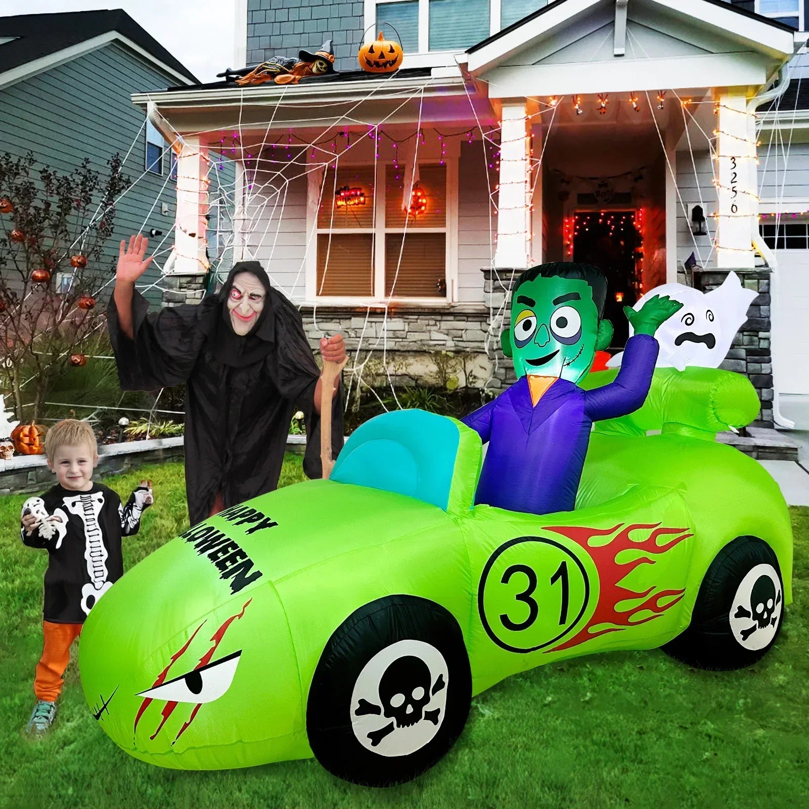 Halloween Inflatable Car Racing With Frank And Ghost