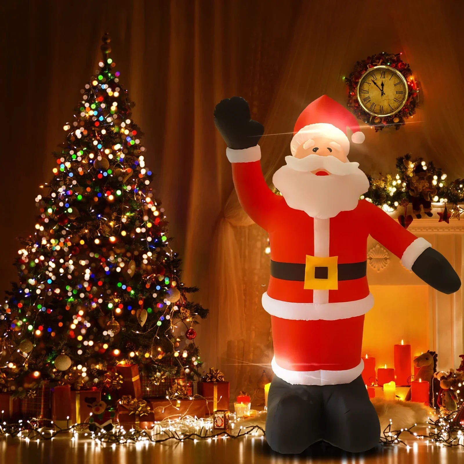 8Ft Tall Inflatable Santa Claus With 9 Led Lights