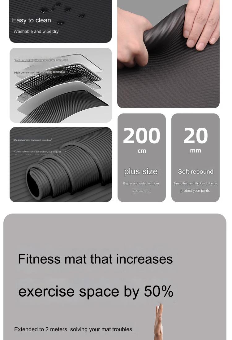 20Mm Thick Shock-Absorbing Yoga Mat With Portable Backpack & Straps