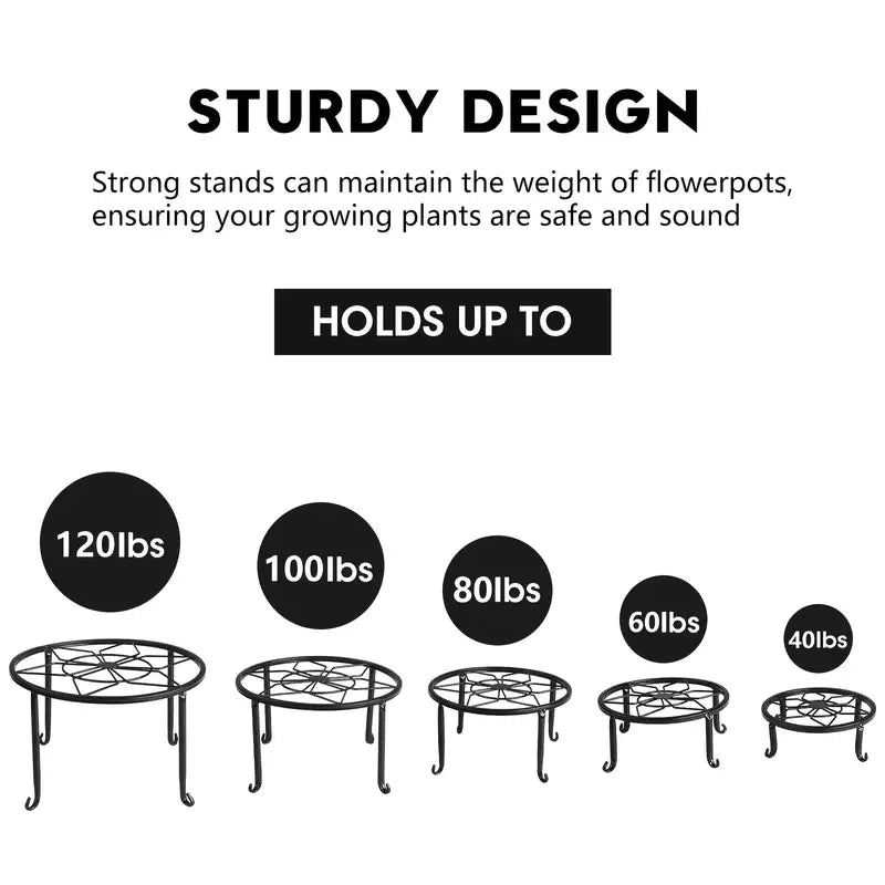 5-Pack Metal Plant Stands for Indoor and Outdoor Use