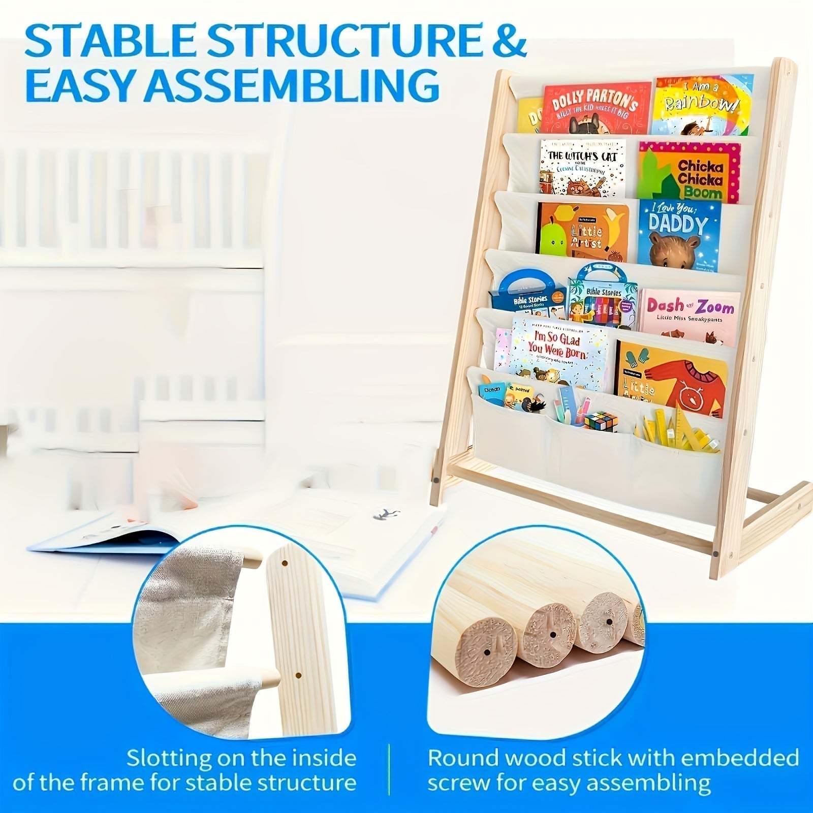 Wooden Bookshelf with Legs with Open Storage