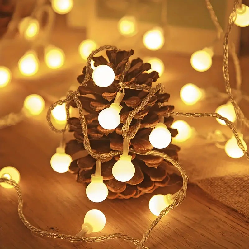 6m LED Ball Garland Fairy String Lights for Festive Decorations - Battery-Powered