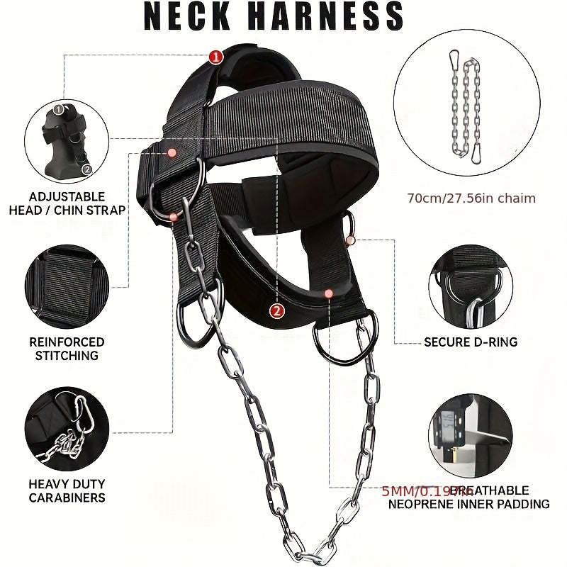 Neck Harness Weight Lifter – Adjustable Neck Strength Trainer with Steel Chain
