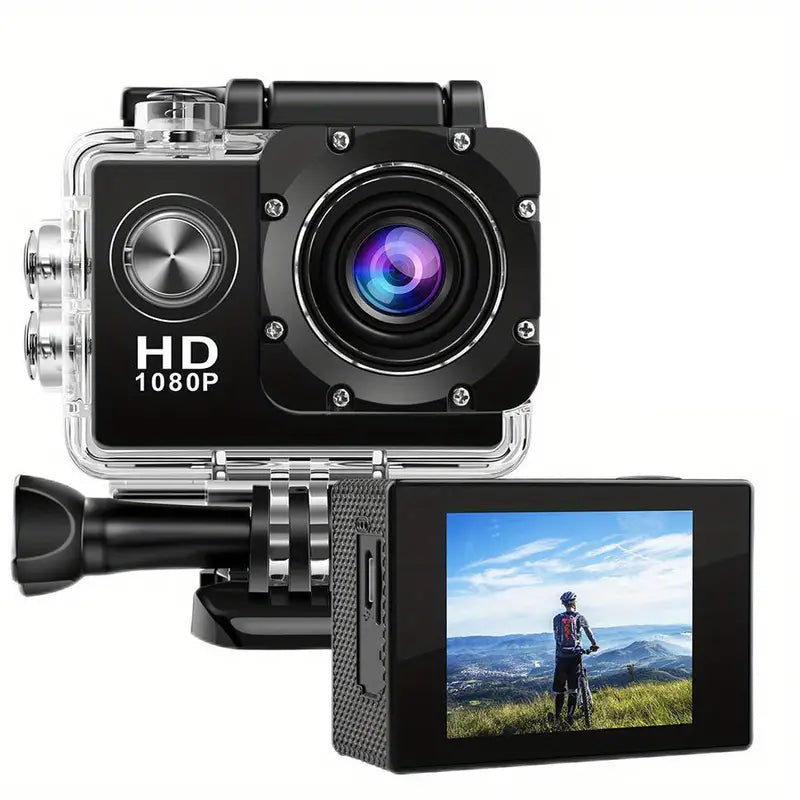 HD 1080P Sport Action Camera with 2-inch LCD Screen and Waterproof Housing
