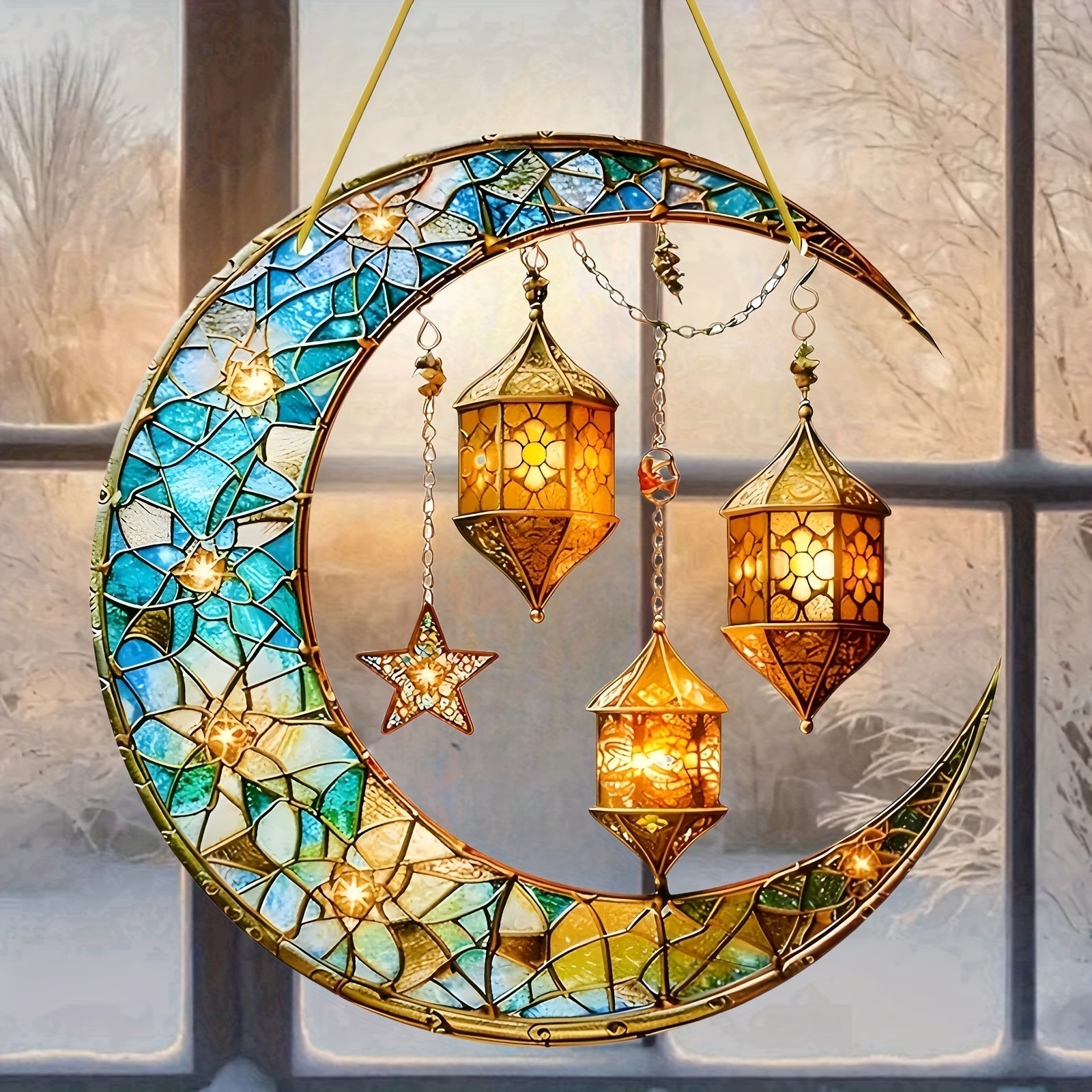 2D Flat Acrylic Ramadan Sun Catcher Hanging Ornament