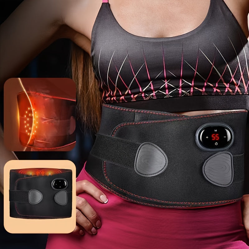 Portable Usb-Rechargeable Waist & Ab Trainer With Hot Compress(Black)