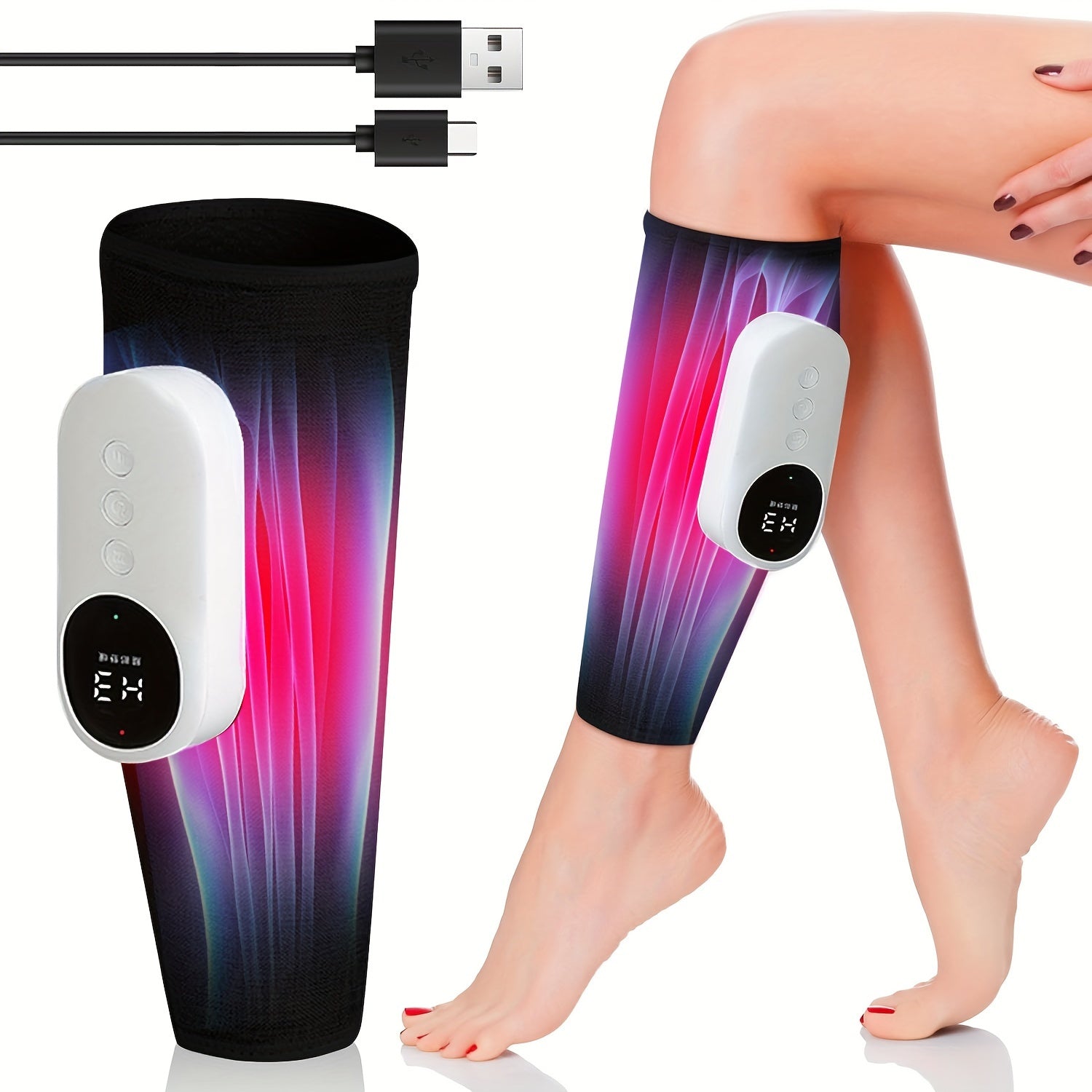 Luxurious Leg Massager With Heat, Compression, And Vibration(Black)