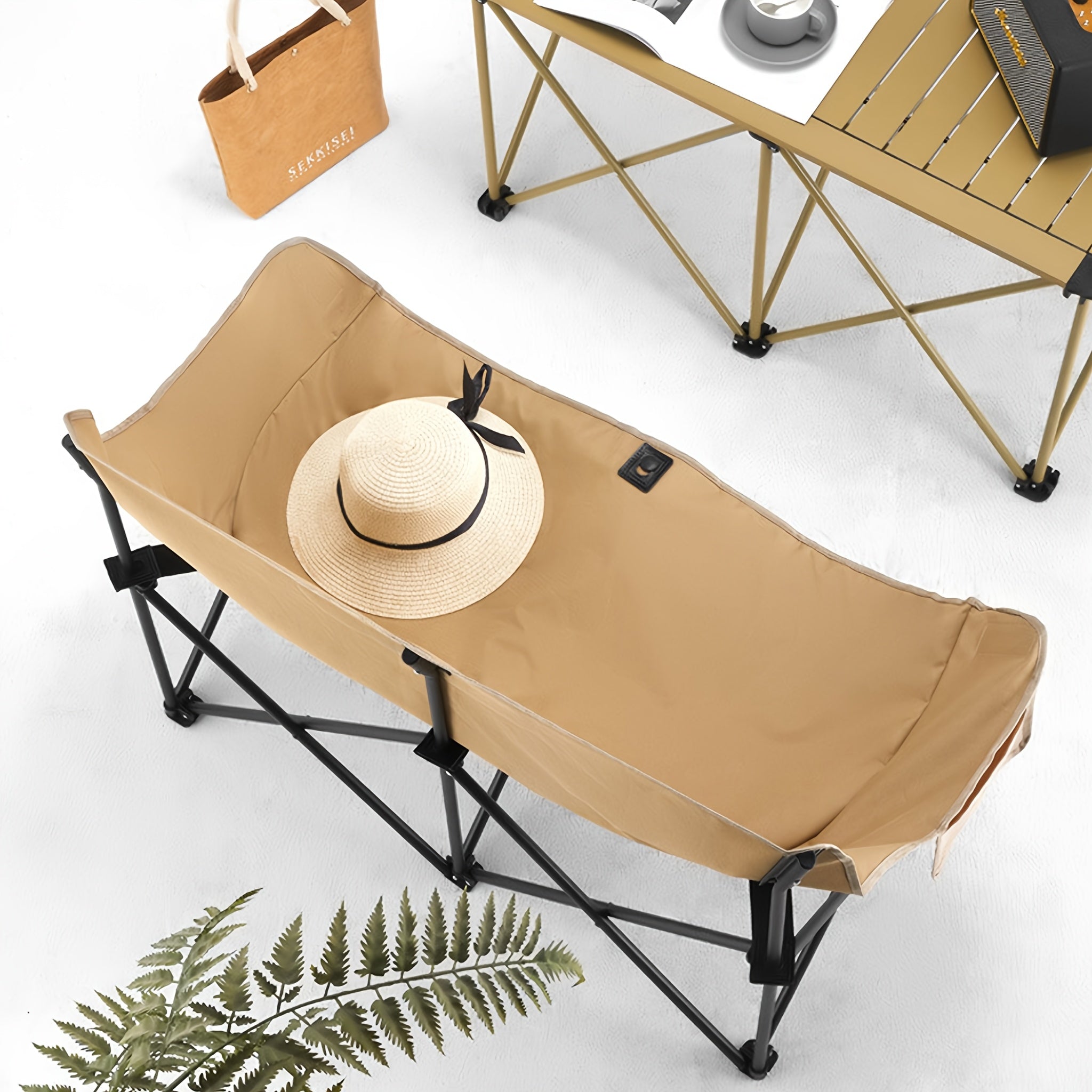 2-Person Folding Camping Sofa Chair with Armrests