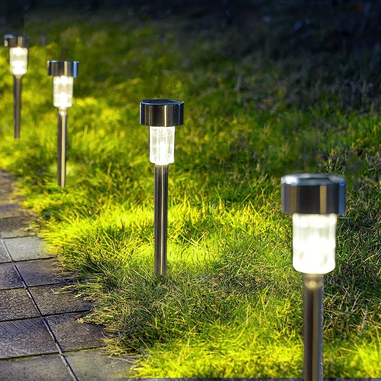 Solar LED Path Lights Outdoor Stainless Steel (10-Pack)