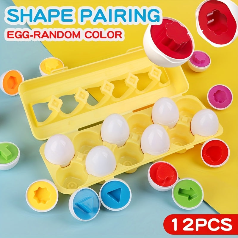 12-Pack Easter Shape Sorting Egg Toy Set for Toddlers