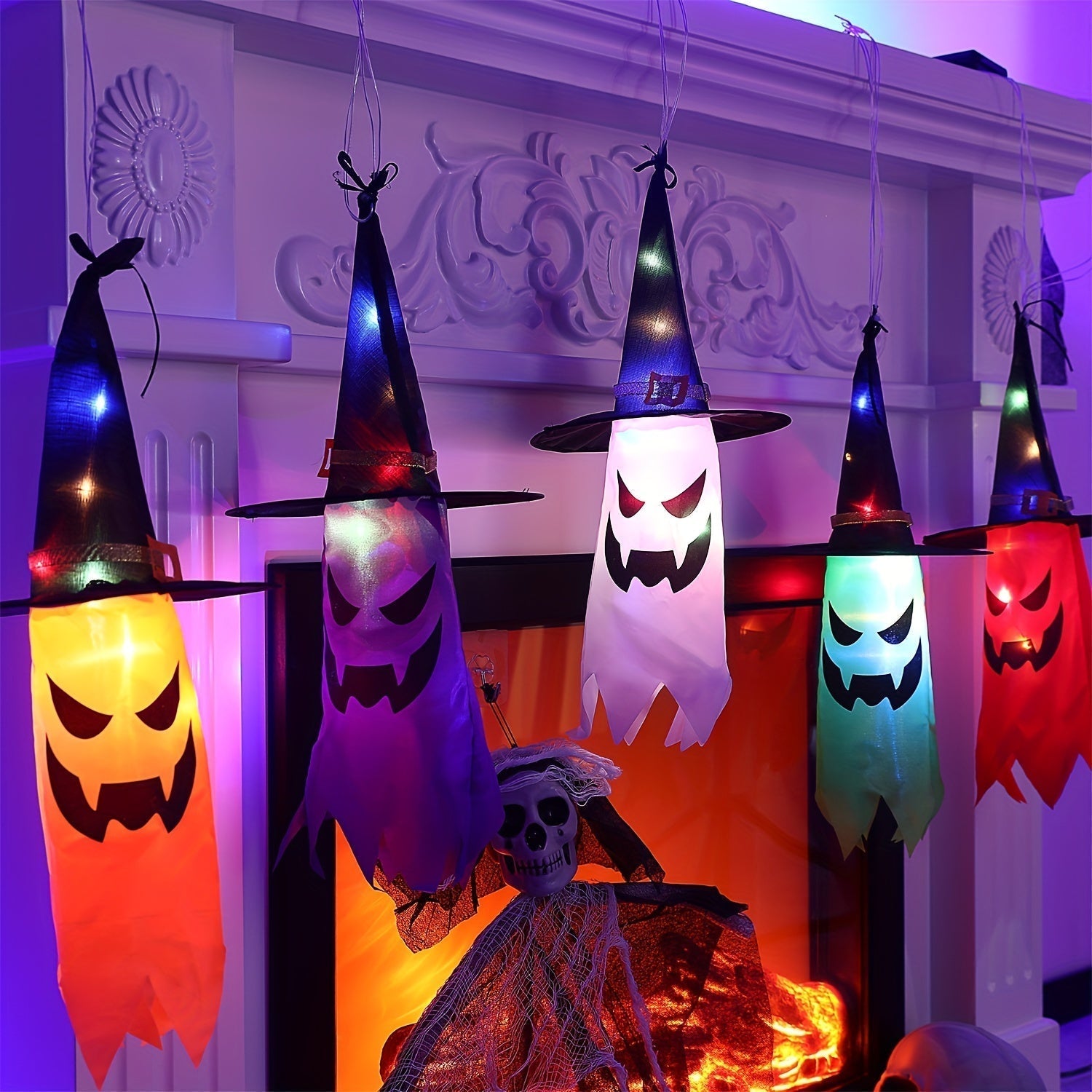 Halloween Ghost Witch Hat Lights 5-Pack LED