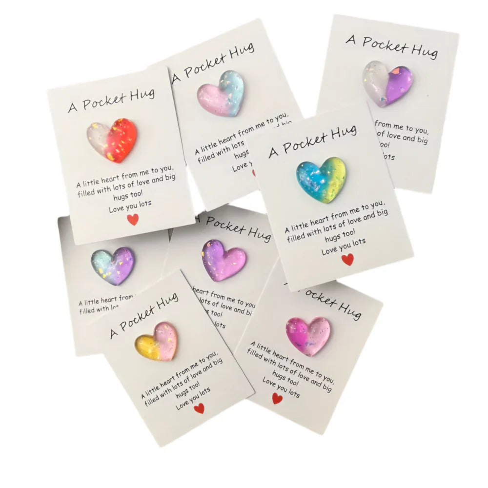 8Pcs Heart Pocket Hug With Encouragement Card