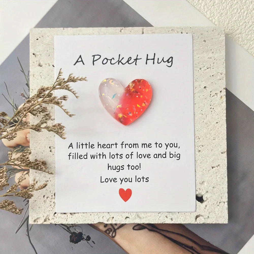 8Pcs Heart Pocket Hug With Encouragement Card