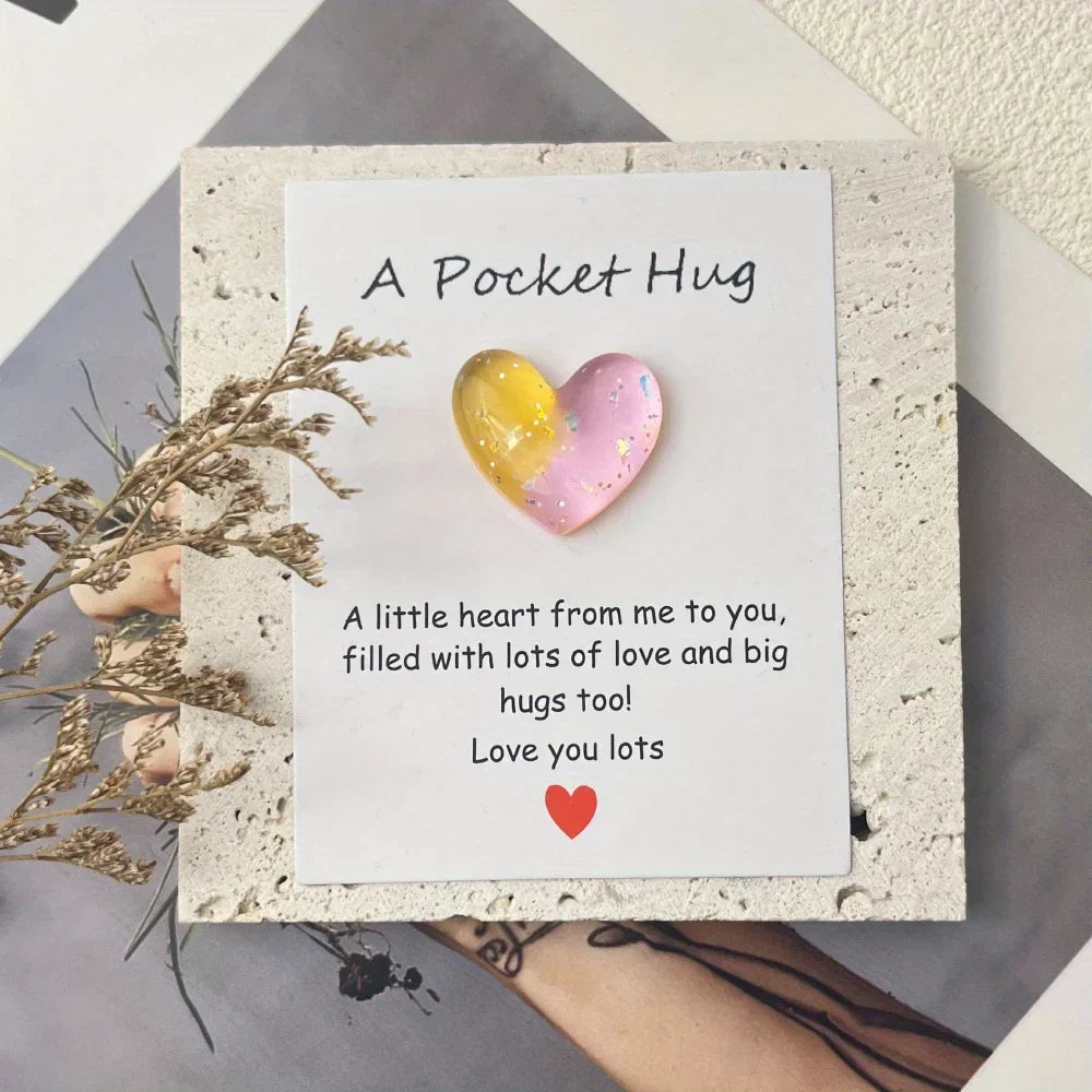 8Pcs Heart Pocket Hug With Encouragement Card