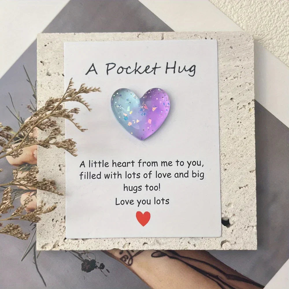 8Pcs Heart Pocket Hug With Encouragement Card