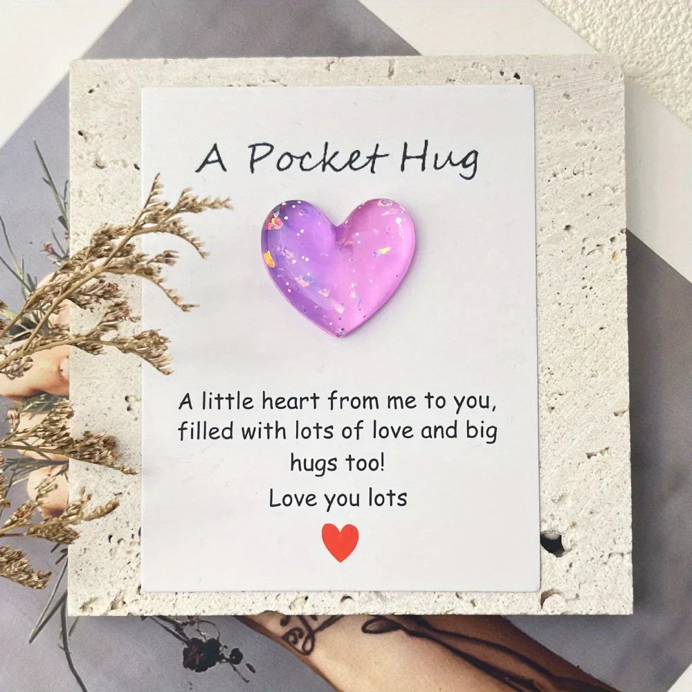 8Pcs Heart Pocket Hug With Encouragement Card