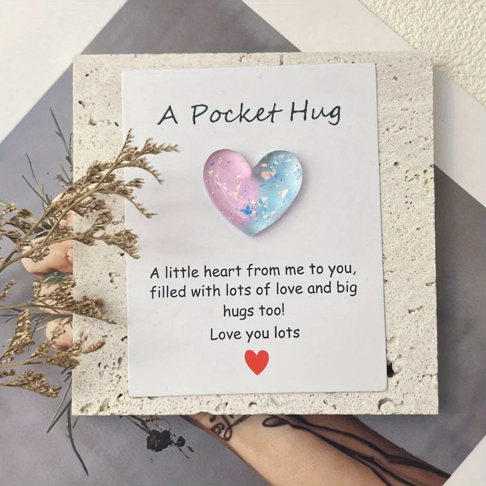 8Pcs Heart Pocket Hug With Encouragement Card