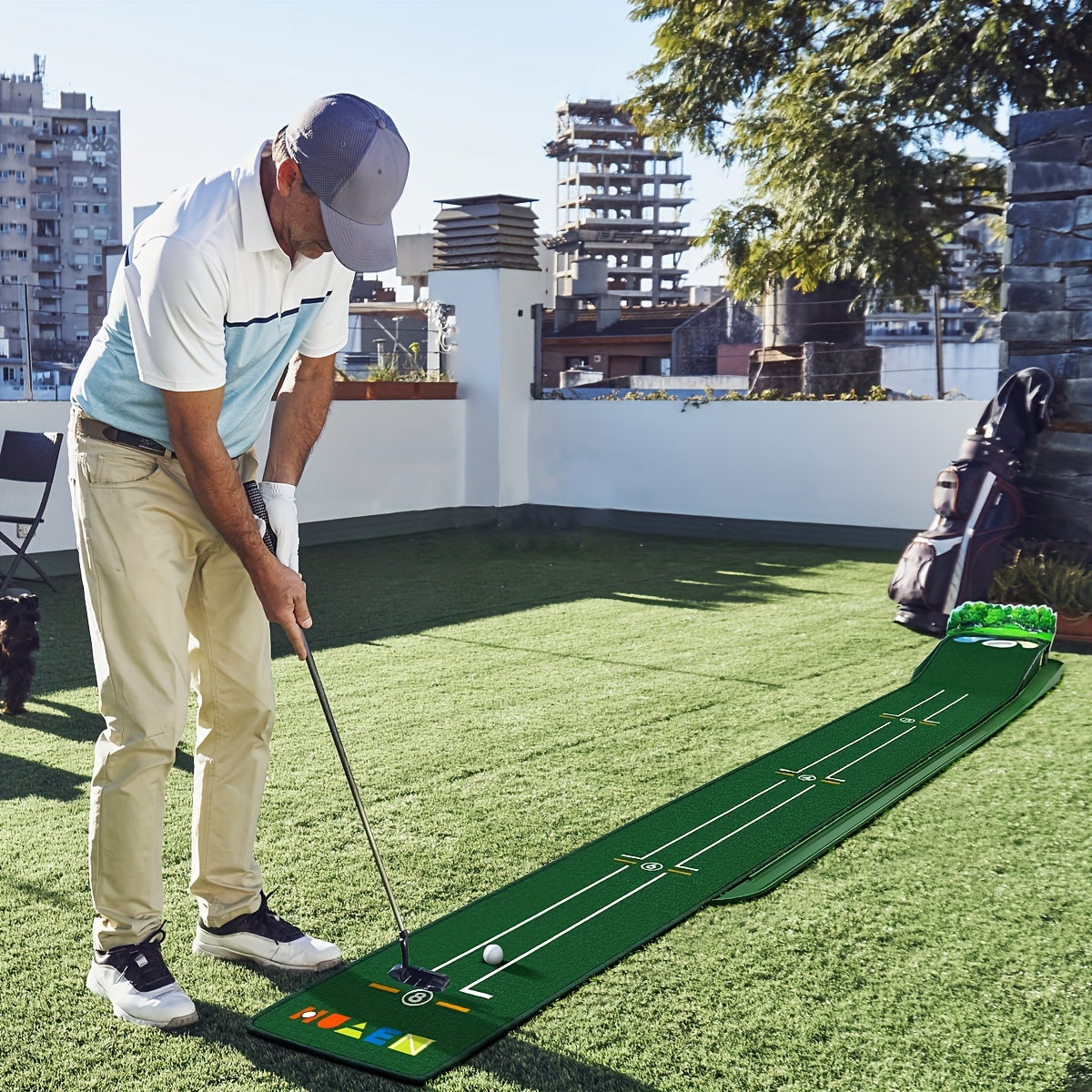 Golf Putting Mat with Ball Return with 3-Hole Design