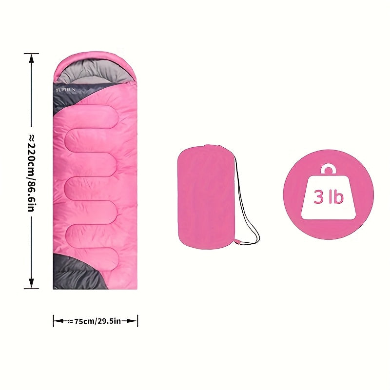 Rosy Four-Season Rectangular Sleeping Bag for Adults