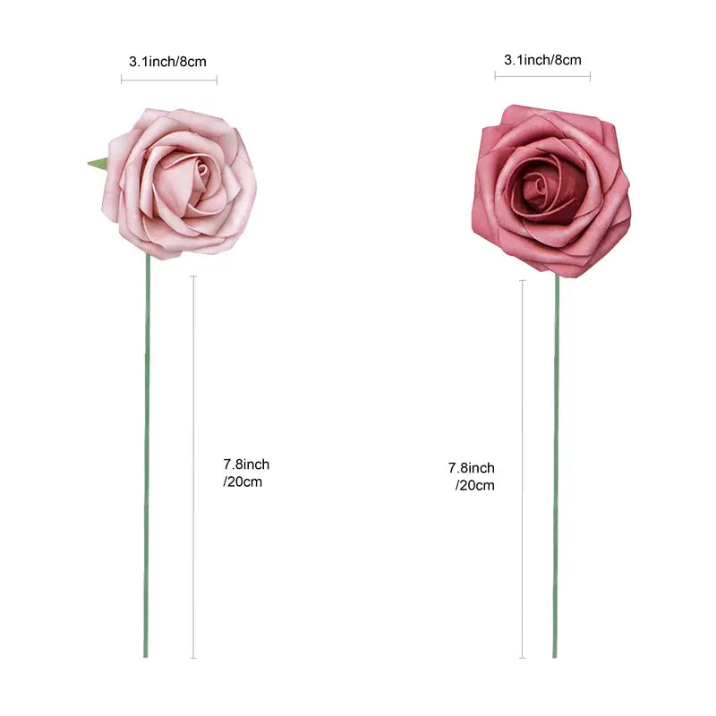 25pcs Real Touch Artificial Roses - Cinnamon Rose & Shabby Pink