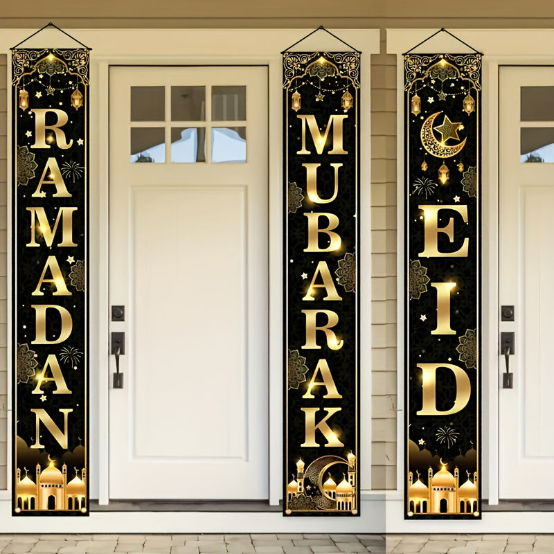 3pcs Ramadan & Eid Door Banner Decorations