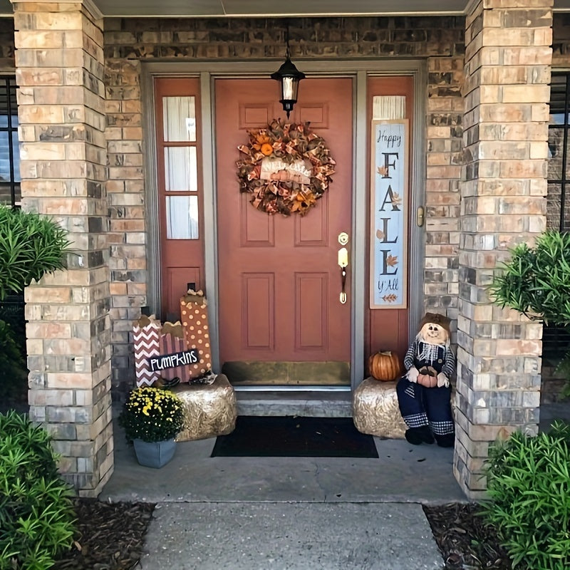Fall Welcome Fabric Pumpkin Wreath Door Decor