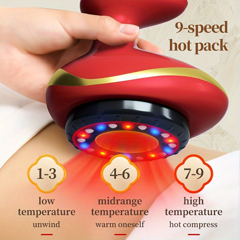 Electric Vacuum Cupping Massage Device With Heating(Red)