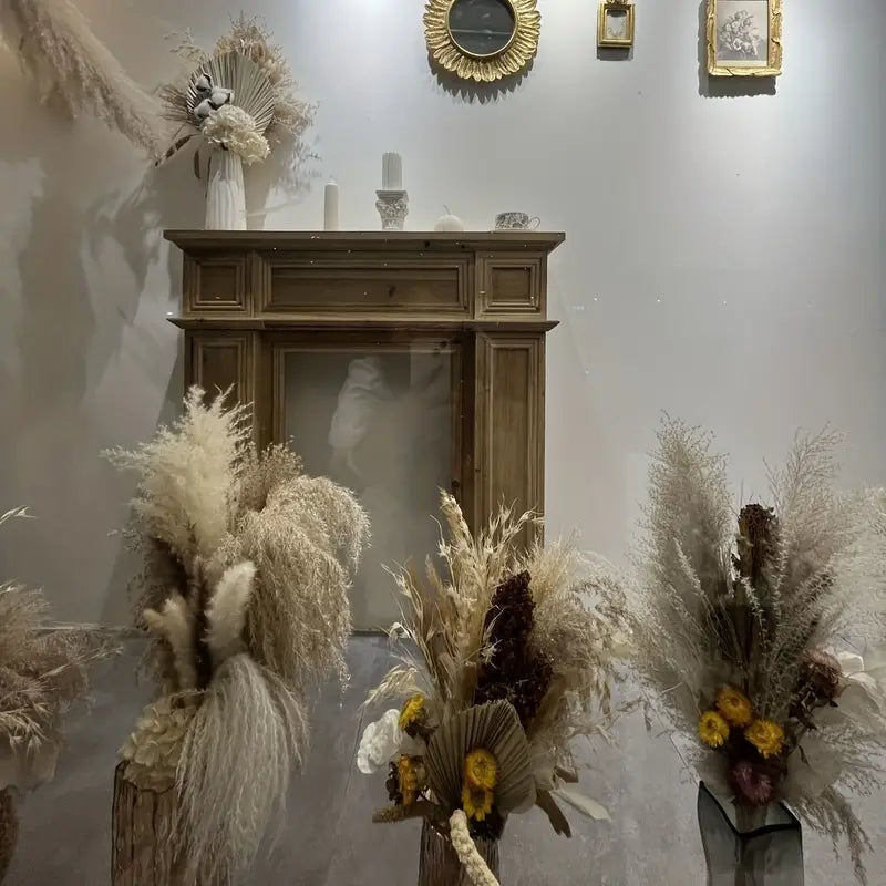 Real Touch Dried Flower Set - 50pcs Artificial Rabbit Tail Reed Set (90cm)