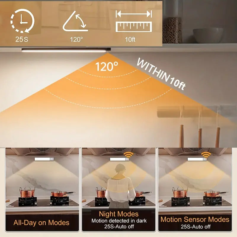 Premium Silvery 50cm LED Motion Sensor Cabinet Light - Wireless Rechargeable Closet Lighting