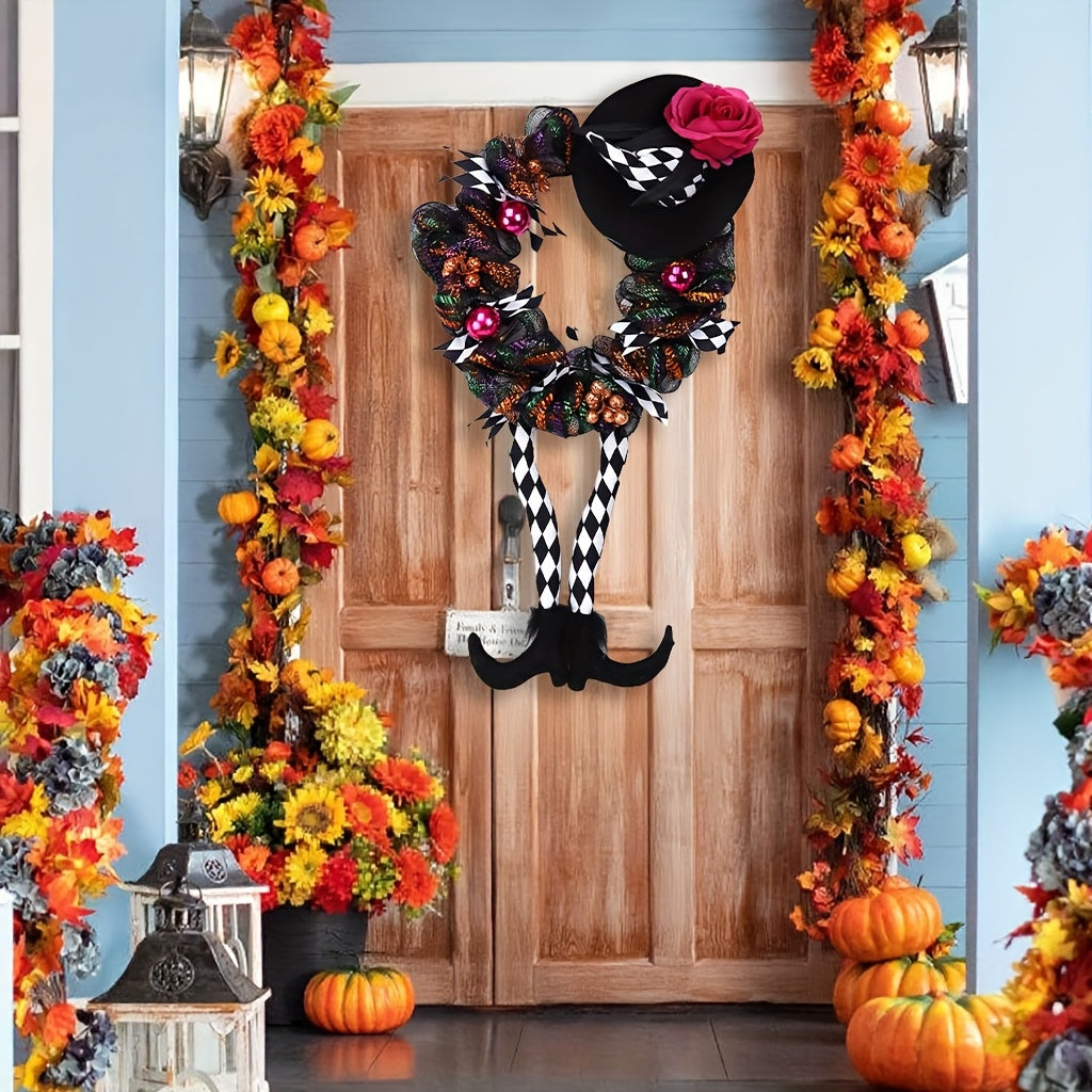 Halloween Witch Wreath with Hat and Legs