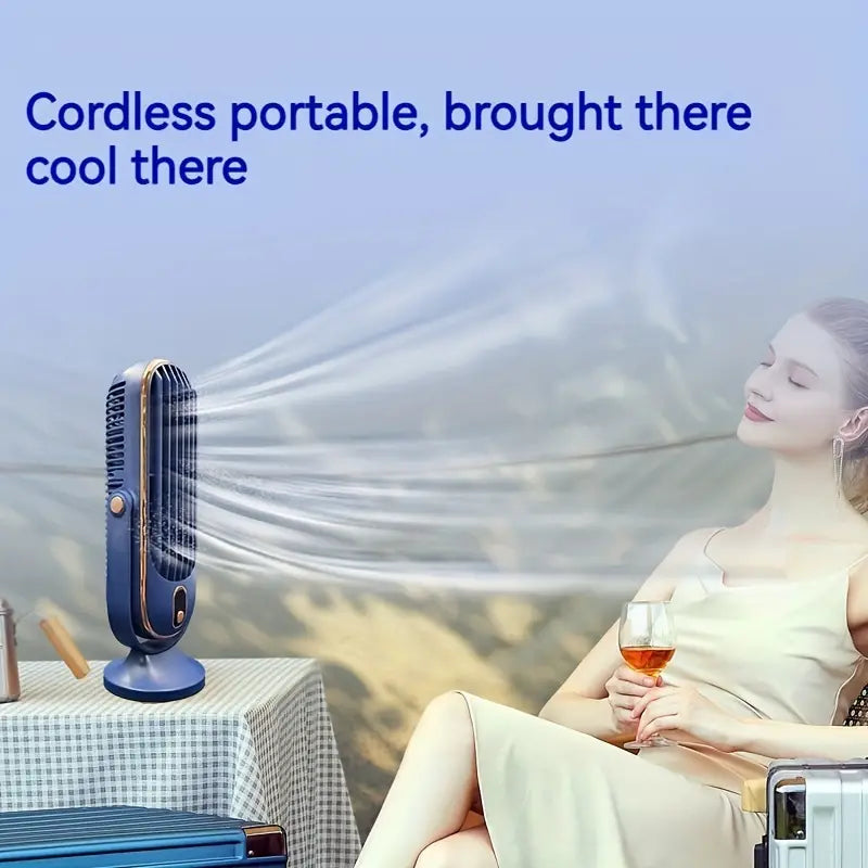 Large Battery Dual Motor Portable Fan - Blue