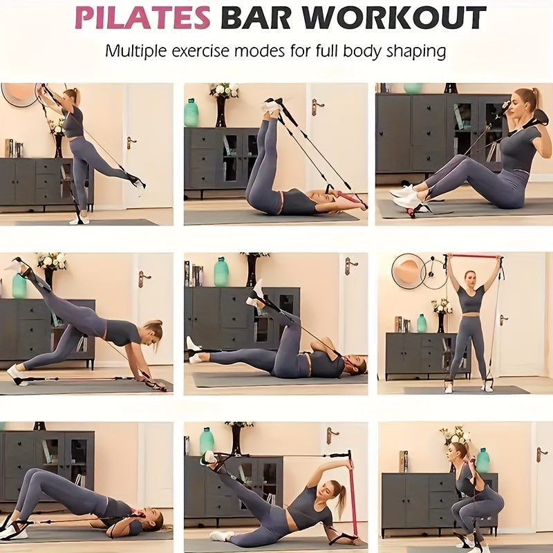 Pilates Stick Resistance Belt Fitness Set (14pcs)