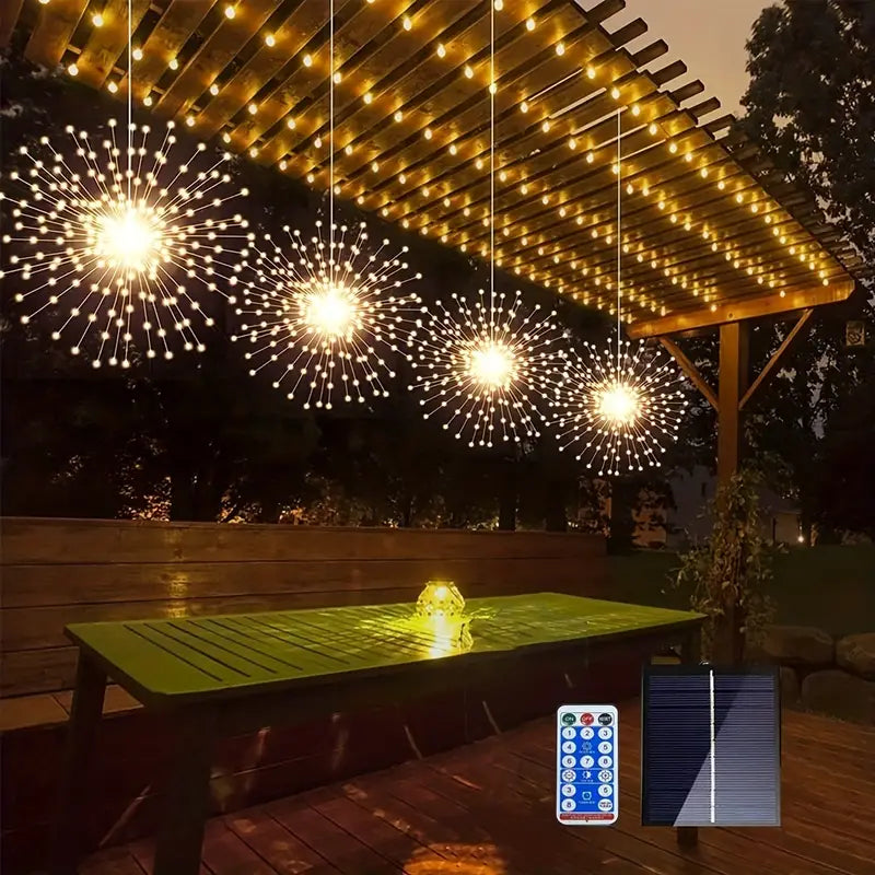 Glistening Christmas: 4-Pack Hanging Solar Firework Lights