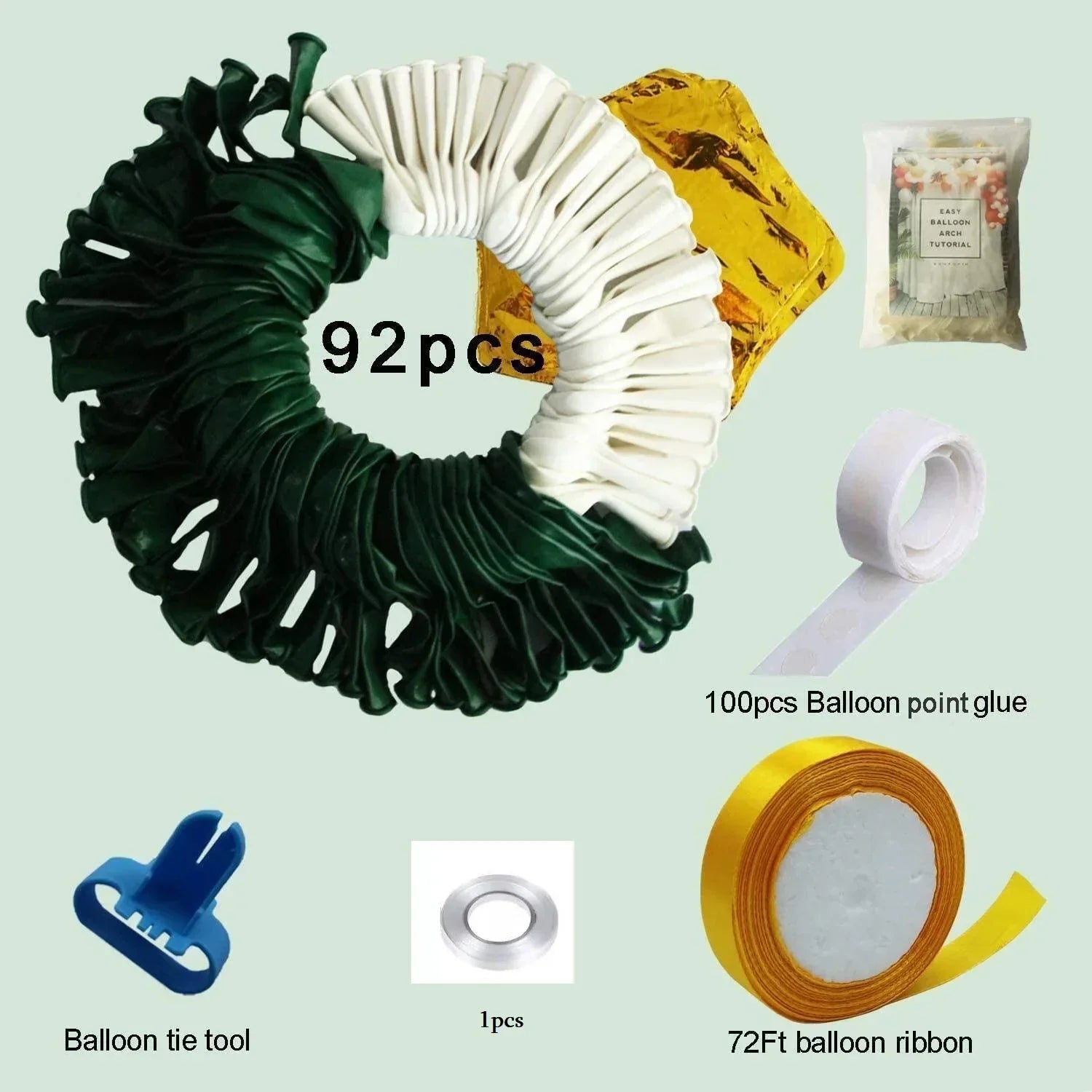 Green Balloon Gold Foil Garland Christmas Party Set
