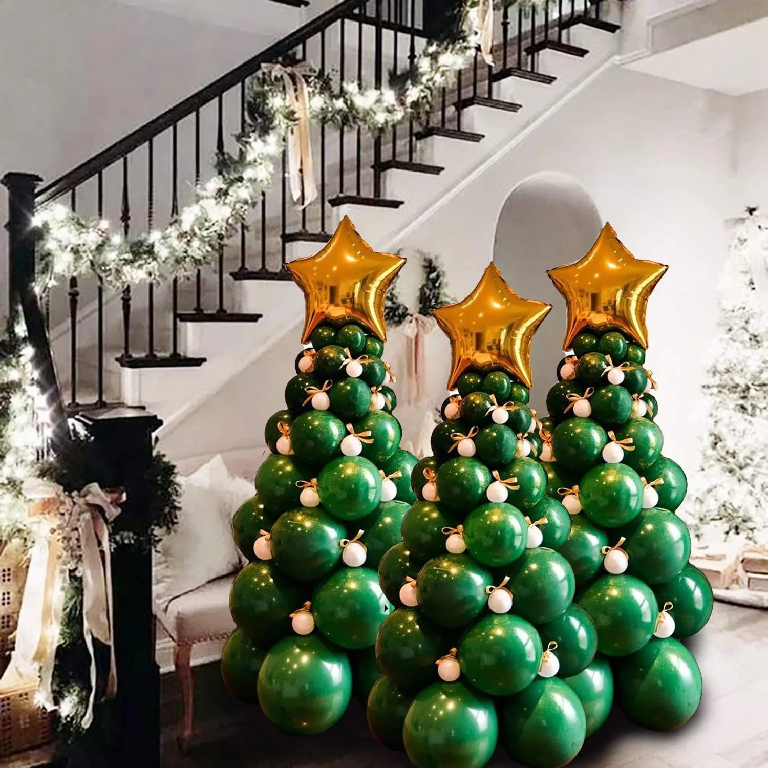 Green Balloon Gold Foil Garland Christmas Party Set