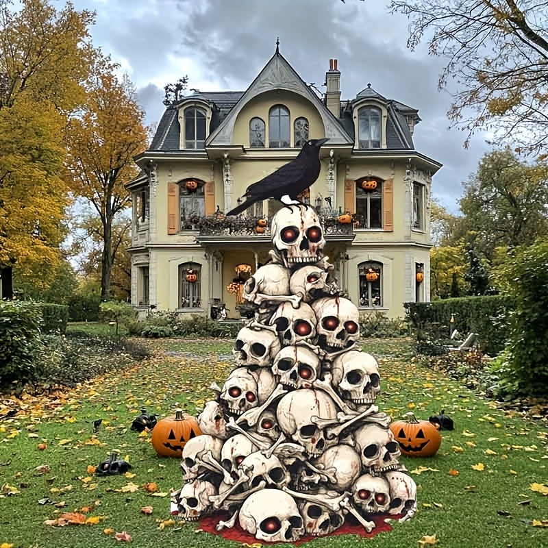 Halloween Skull Pile Yard Stake Outdoor Decor