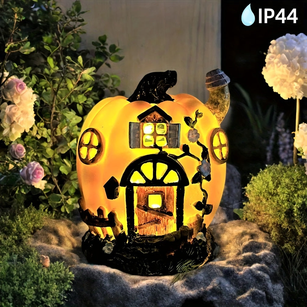 Solar Pumpkin House Outdoor Halloween Decor
