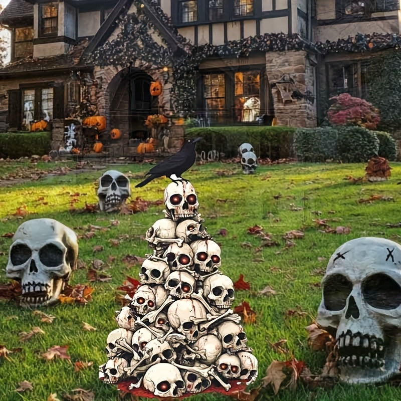 Halloween Skull Pile Yard Stake Outdoor Decor