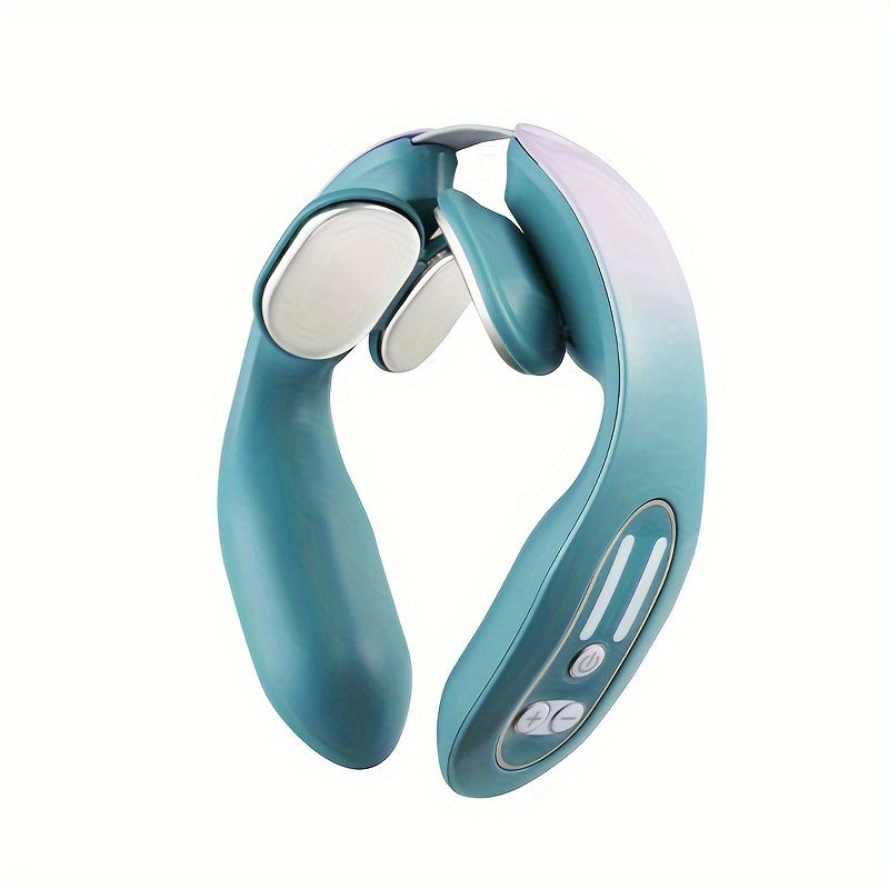 Usb Rechargeable Neck & Head Massager - Luxury 4-Head Heating Massager(Blue)