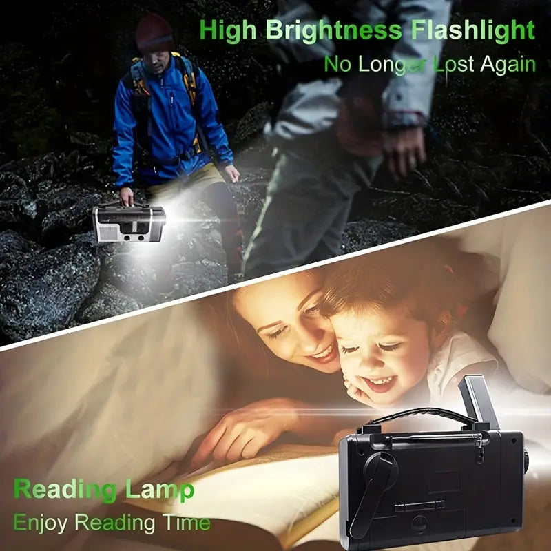 Solar Hand Crank Power Emergency Radio with Multi-Band Functionality