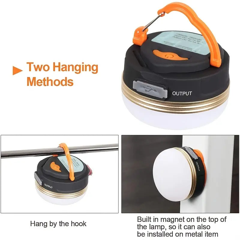 Portable Rechargeable LED Camping Lantern with Magnetic Base