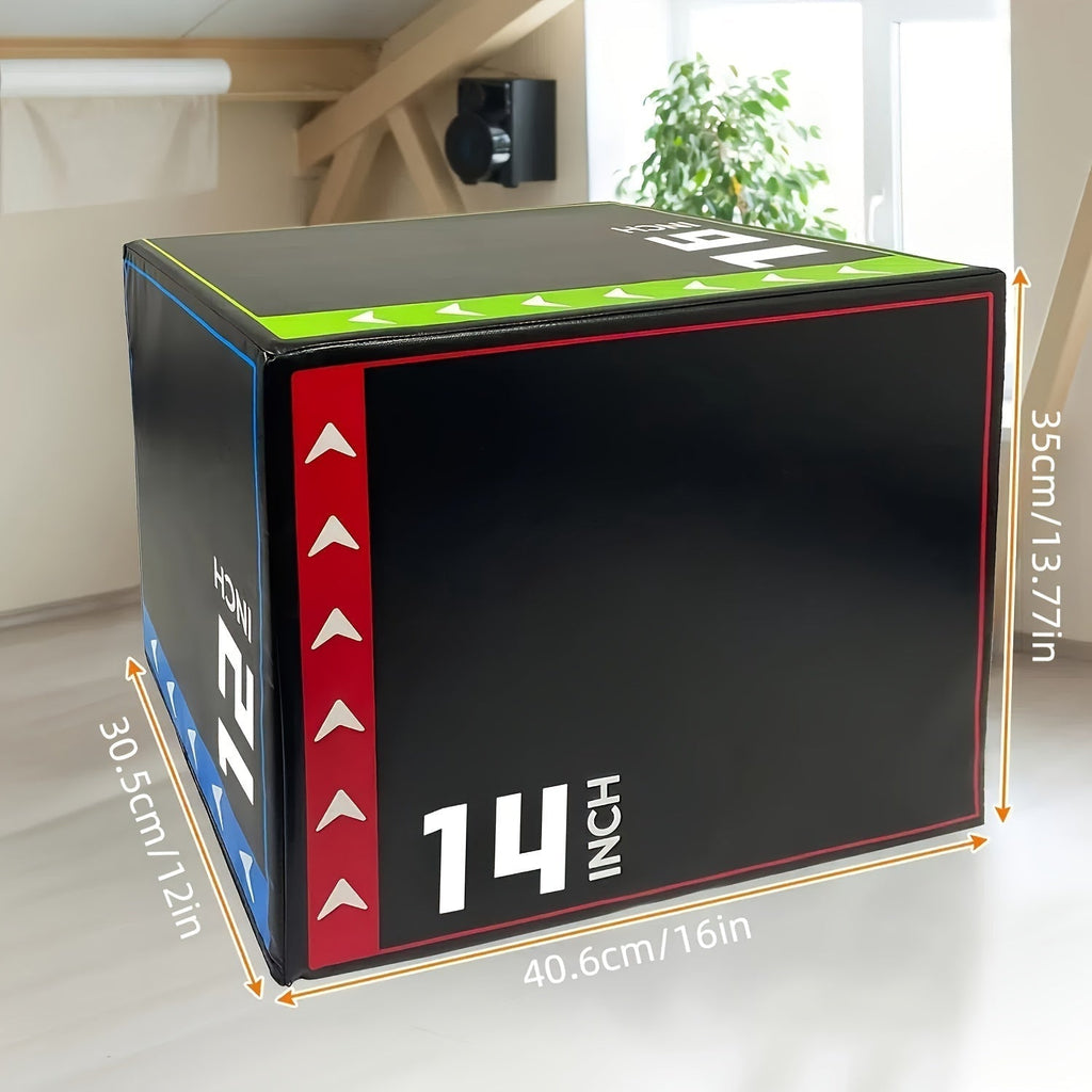 Versatile 3-In-1 Jump Box & Fitness Step(Black)