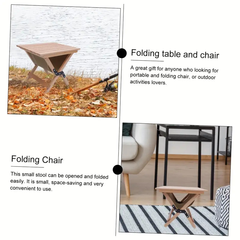 Portable Folding Wooden Camping Stool
