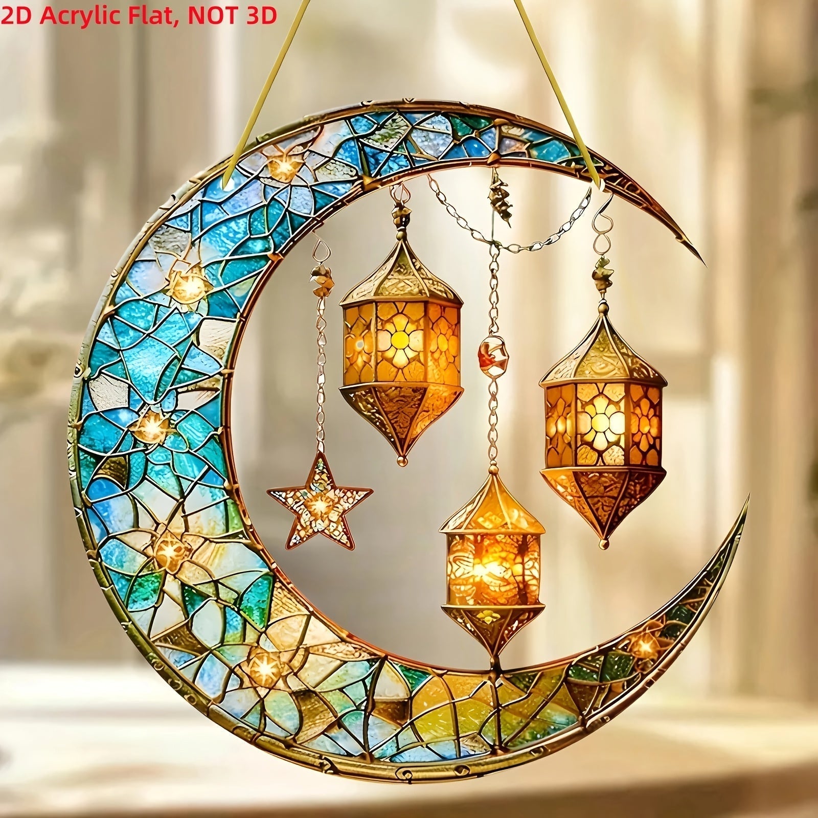 2D Flat Acrylic Ramadan Sun Catcher Hanging Ornament
